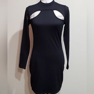 H&M Black Cut-Out Long Sleeve Dress